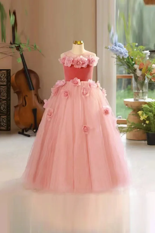 Huge Savings Elegant Pink Girl Dress Handmade Flowers Princess Kids Wedding Birthday Party Long Ball Pageant Gown Huge Savings Elegant Pink Girl Dress Handmade Flowers Princess Kids Wedding Birthday Party Long Ball Pageant Gown