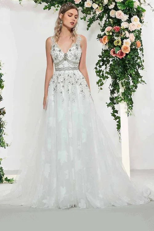 New Deals Dress elegant ivory sleeveless a line appliques sleeveless beading wedding dress New Deals Dress elegant ivory sleeveless a line appliques sleeveless beading wedding dress
