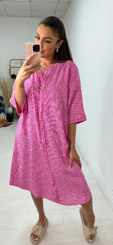 Fantastic Deals Maryl Stripe V Neck Midi Dress