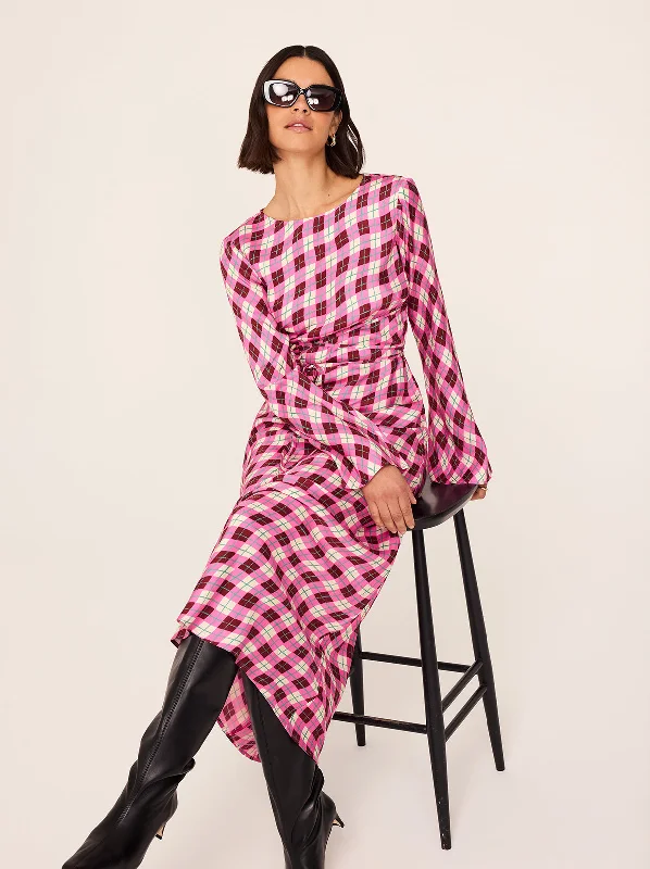 Get It Before It’s Gone Alexa Pink Argyle Print Dress