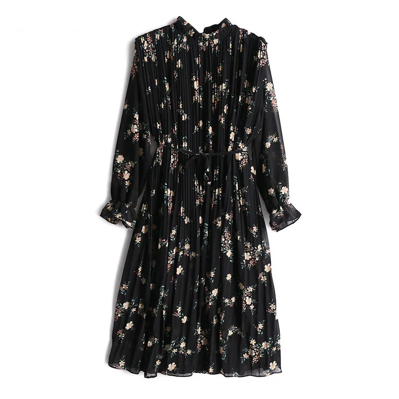 Last Chance Women's Spring Floral Long-Sleeved Dress With Ruffles