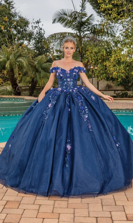 Exclusive Online Offer Navy Quinceanera Dresses Princess Dress Off Shoulder Polyester with Appliques Exclusive Online Offer Navy Quinceanera Dresses Princess Dress Off Shoulder Polyester with Appliques