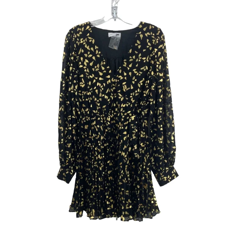 Limited Time Discount New Lost + Wander Black Metallic Gold Women's Wrap Midi Dress S - Polyester