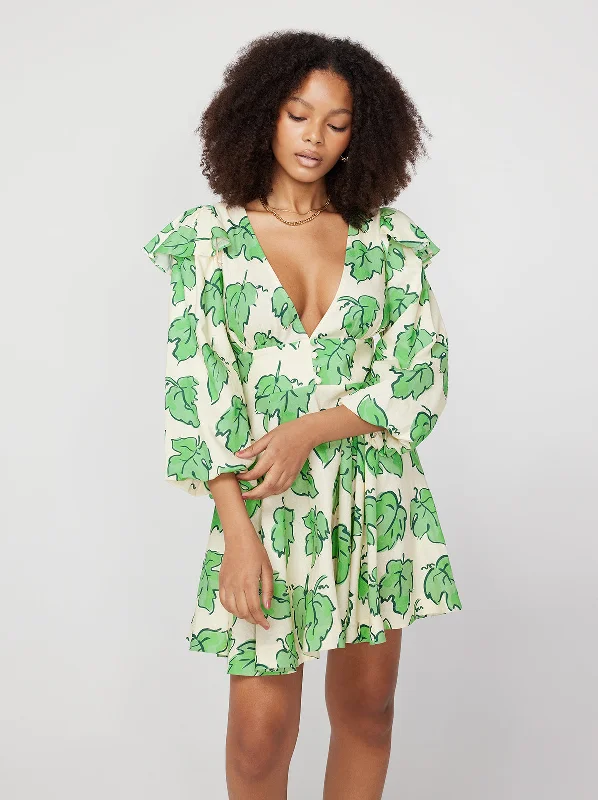 Discount Deals Cordelia Green Vine Leaf Mini Dress