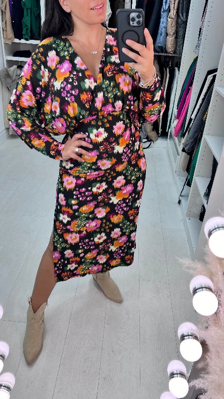 Closeout Petunia Abstract Floral Print Maxi Dress