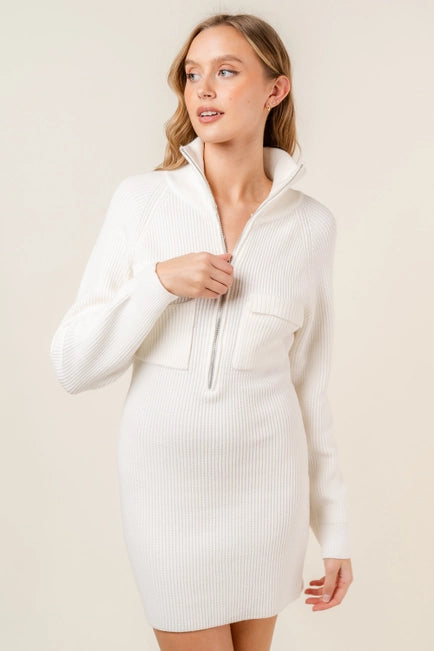 Price Rollback Fore White Sweater Mini Dress