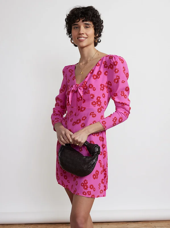 Buy More, Save More Amalie Pink Daisy Print Tie Front Mini Dress