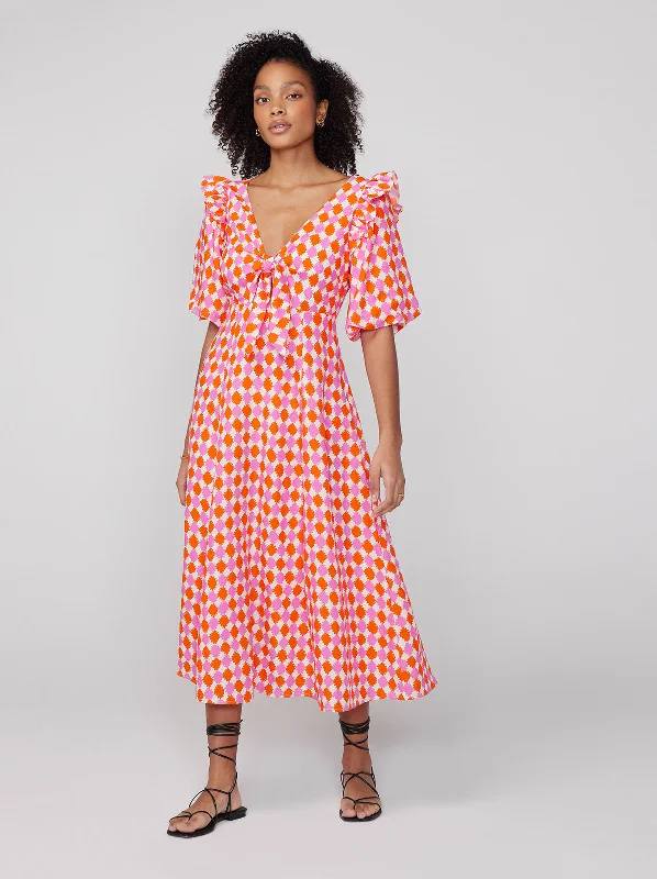 Time-Limited Offer Pia Picnic Check Tie Front Dress