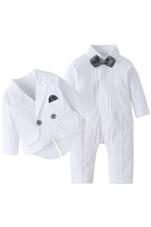 Reduced Prices Long Sleeve White Baby Baptism Dress for Boys Romper with Double Breasted Coat Solid Newborn Children Set Reduced Prices Long Sleeve White Baby Baptism Dress for Boys Romper with Double Breasted Coat Solid Newborn Children Set