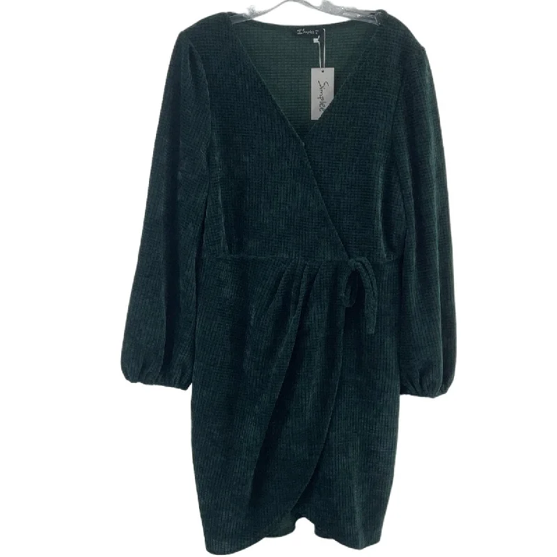 Major Savings Simplee Green Velvet Wrap Dress Women’s Large NWT Knee Length, Polyester Major Savings Simplee Green Velvet Wrap Dress Women’s Large NWT Knee Length, Polyester