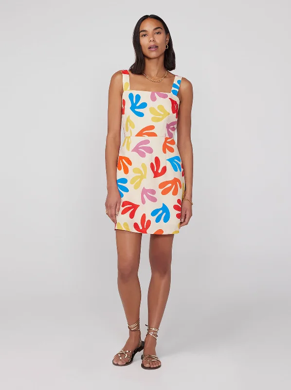 Act Now Ivy Multi Leaf Print Mini Dress