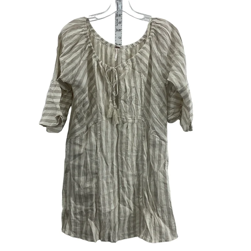 Special Price Free People Beige Cream Striped Women's Linen Sheath Dress XS Preowned Special Price Free People Beige Cream Striped Women's Linen Sheath Dress XS Preowned