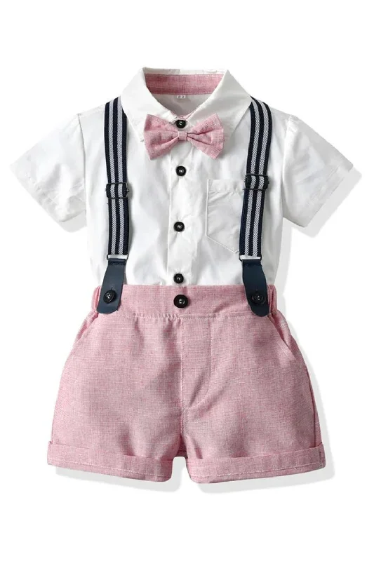Last Chance Boys Summer Outfits Solid Birthday Clothing Set Soft Cotton Lapel Suspender Suit Children Last Chance Boys Summer Outfits Solid Birthday Clothing Set Soft Cotton Lapel Suspender Suit Children