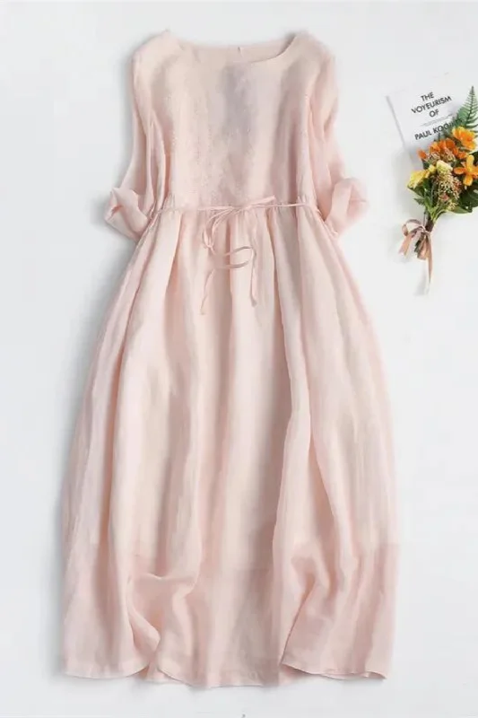 Buy Now Vintage Embroidery Party Dress Summer Women Half Sleeve Solid Midi Dresses Literary Soft Buy Now Vintage Embroidery Party Dress Summer Women Half Sleeve Solid Midi Dresses Literary Soft