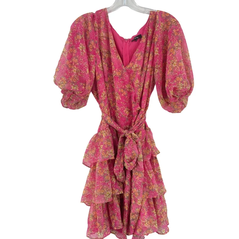 Savings Galore Fate Women's Pink Floral Fit & Flare Dress Size L, Polyester, Preowned Womens