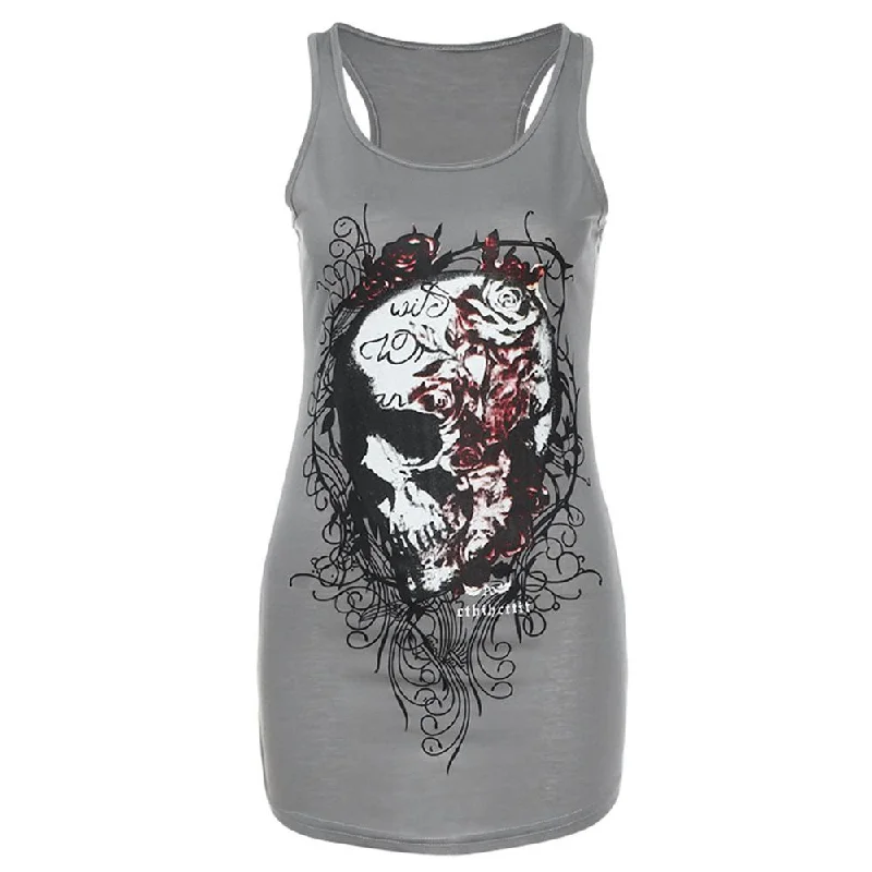 Huge Discounts New Fashion Sleeveless Skull Skeleton Printed dress