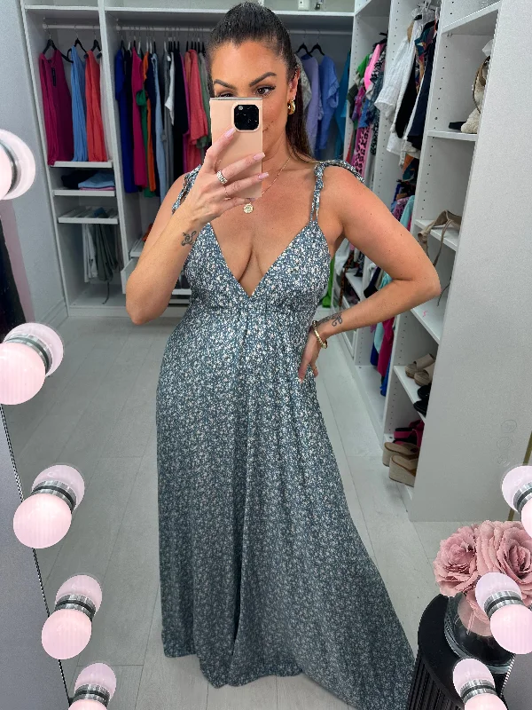 The Best Prices Roxanne Deep V Back Ditsy Floral Print Maxi Dress