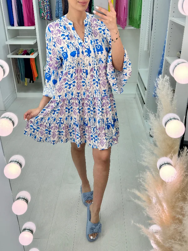 Price Drop Alert Fiora Pin Tuck Baroque Print Smock Dress