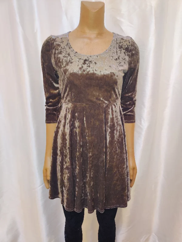 Super Sale Grey Velvet Half Sleeve Mini Dress