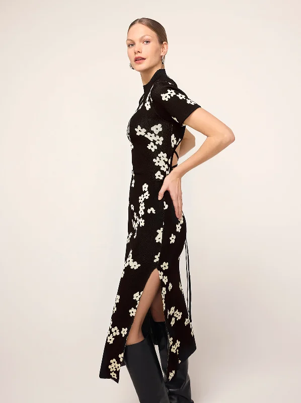Deep Discounts Jade Black Blurred Floral Knit Dress