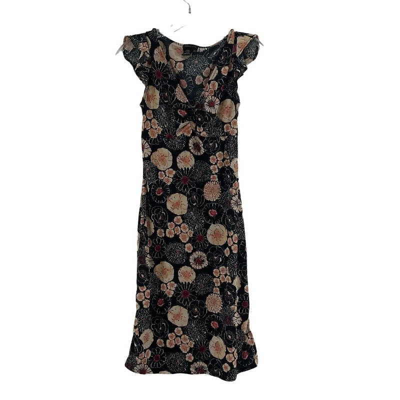 Today Only BCBGMAXAZRIA Women's Black Tan Floral Wrap Midi Dress XS Polyester