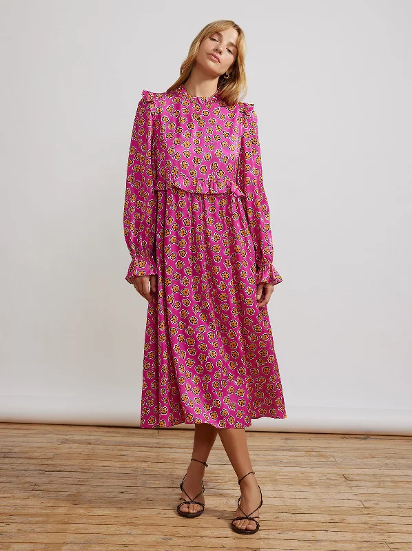 Online Specials Savannah Pink Painted Floral Midi Dress