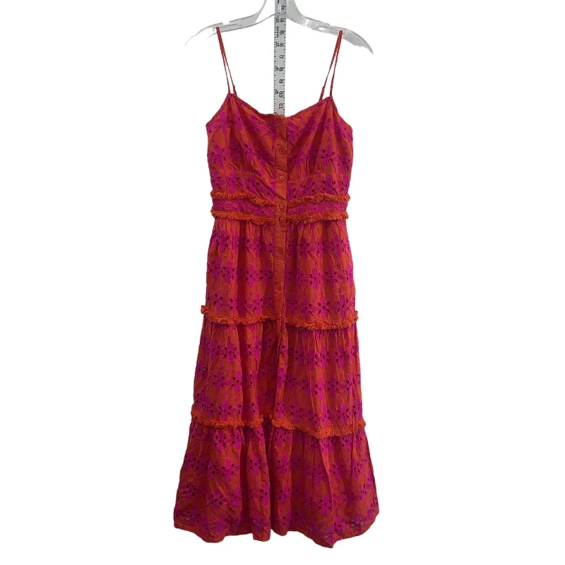Year-End Clearance J.Crew Orange Magneta Women's Eyelet Lace Midi Sundress Cotton Size 00 Preowned Year-End Clearance J.Crew Orange Magneta Women's Eyelet Lace Midi Sundress Cotton Size 00 Preowned