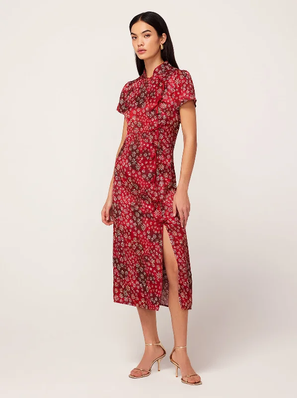 Reduced Prices Leia Red Constellation Print Midi Dress