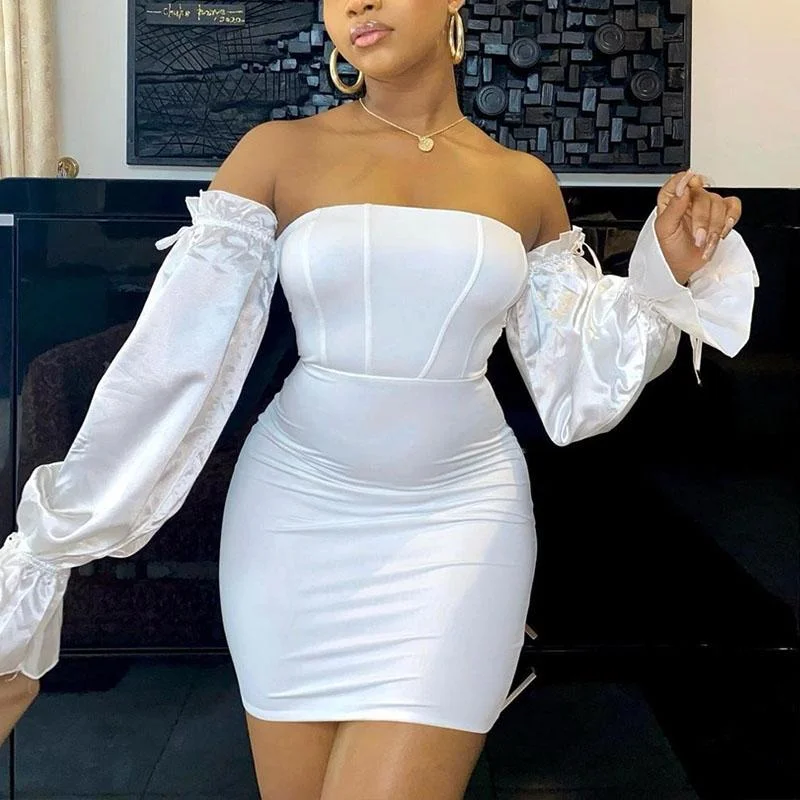 Discount Deals Long Sleeve Solid Bodycon Mini Dress