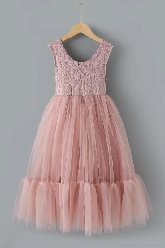 Must-Have Deals Girl Summer Party Dress Sleeveless Bean Paste Powder Princess Dresses Wedding Formal Dress