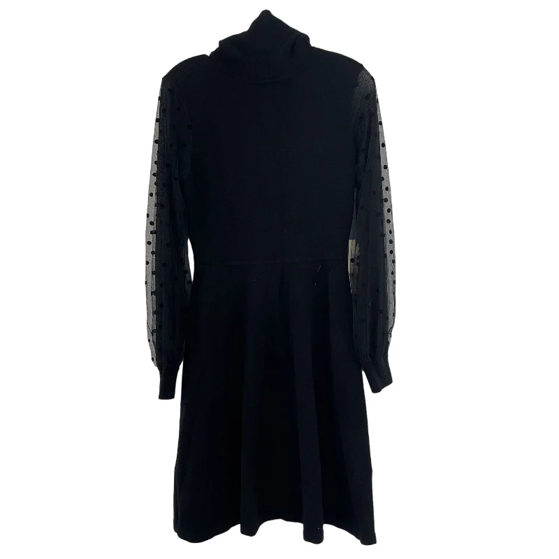 Exclusive Access NWT Eliza J New Black Sheer Polka Dot Sleeves Womens Sweater Midi Dress, Size S