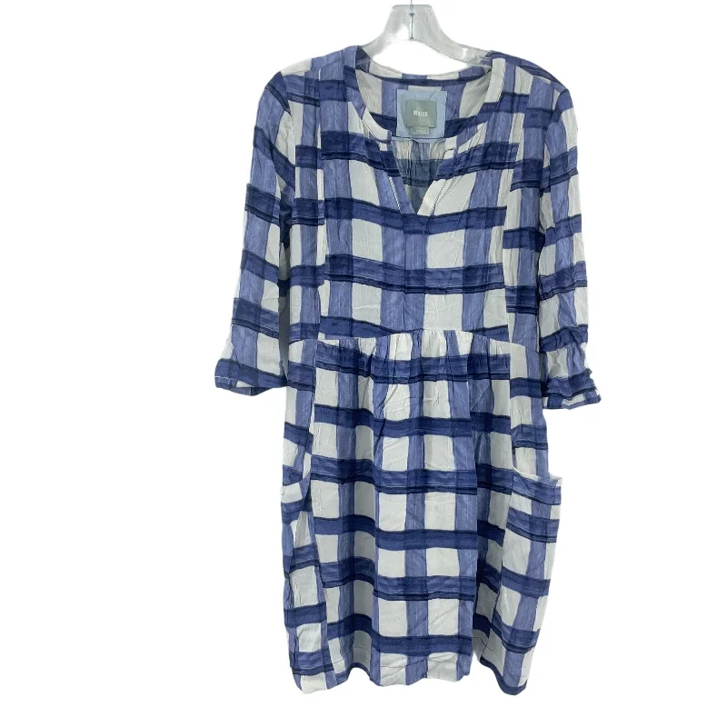 Major Savings Maeve Anthropologie Blue Watercolor Checkered Dress Women’s XS Viscose Rayon