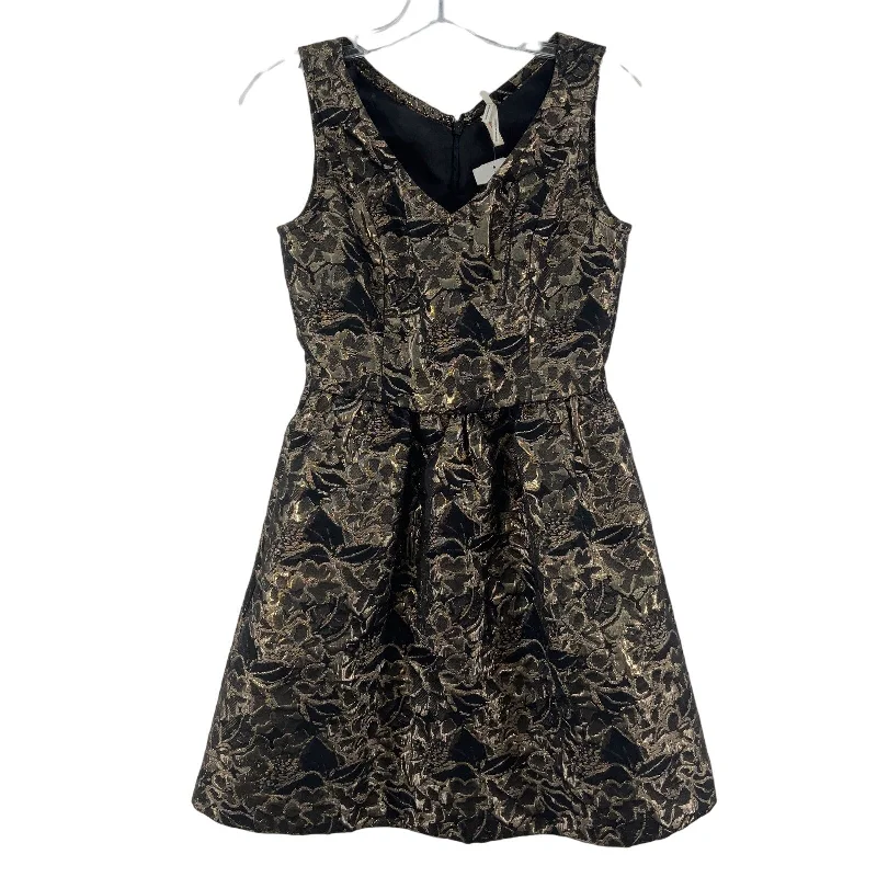 Today Only New Frenchi Gold Black Brocade Lace Womens Fit & Flare Dress, Knee-Length Size 1 Today Only New Frenchi Gold Black Brocade Lace Womens Fit & Flare Dress, Knee-Length Size 1