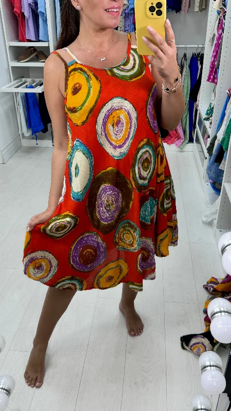 Steals and Deals Benedita Abstract Circle Print Midi Dress