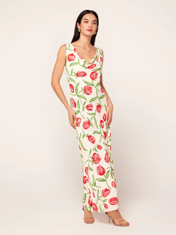 Special Savings Araminta Ivory Tulip Print Midi Dress