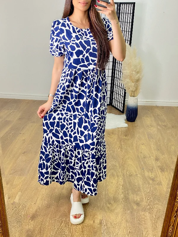 Price Drop Mauritius Giraffe Print Smock Dress