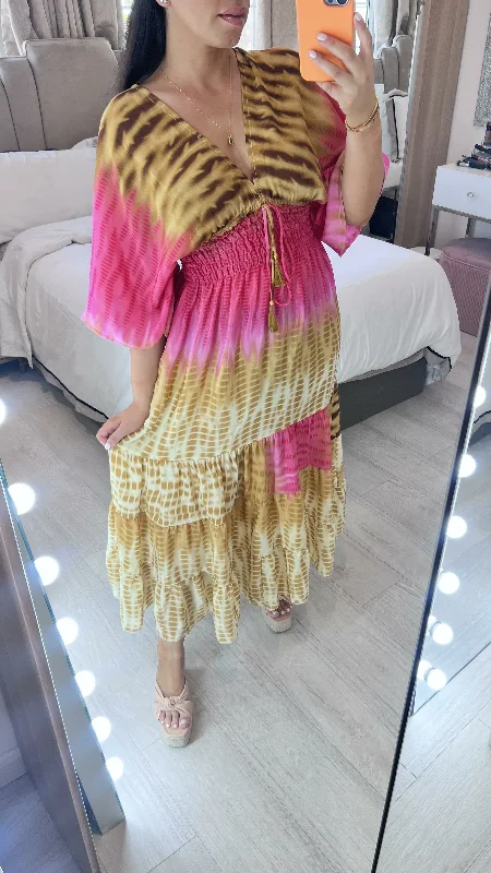 Sale Event Blane Giraffe Print Colour Block Ombre Maxi Dress
