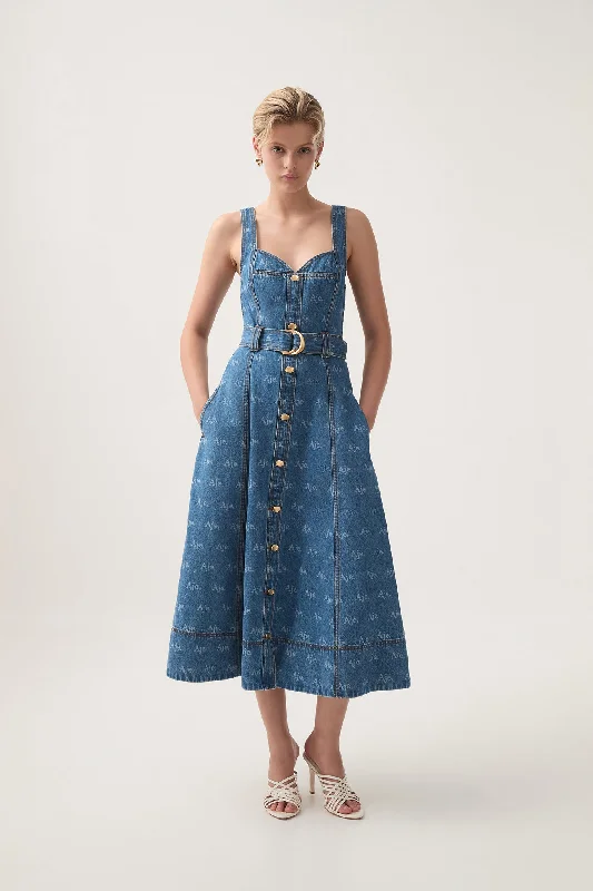 Holiday Sale Ratio Logo Denim Midi Dress
