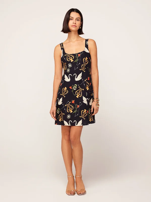 The Best Prices Connie Black Cygnus And Lyra Print Mini Dress