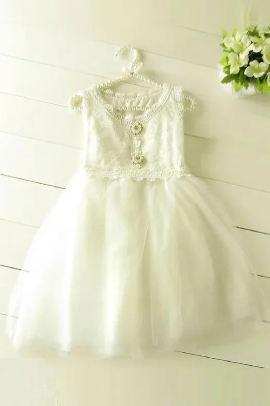 Markdown Madness Summer Style Tulle Girl Dress with Pearl Princess baby Party Dresses Kids Clothes