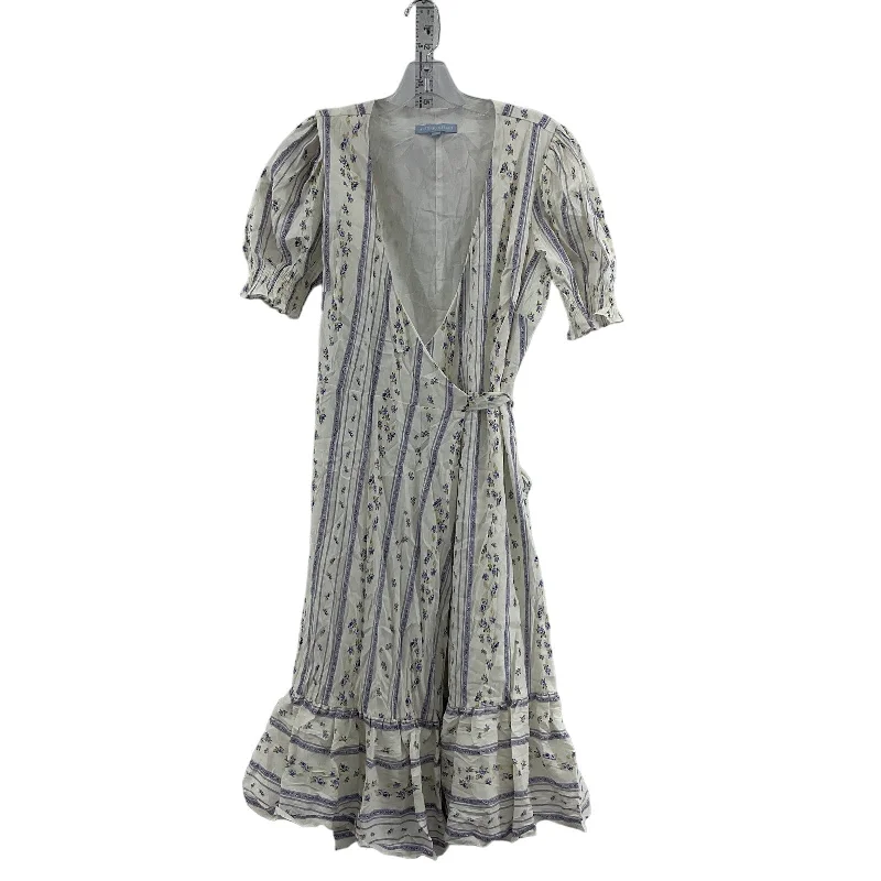 Price Drop Antonio Melani Women's Prairie Cream Blue Floral Wrap Dress Size 6, Preowned