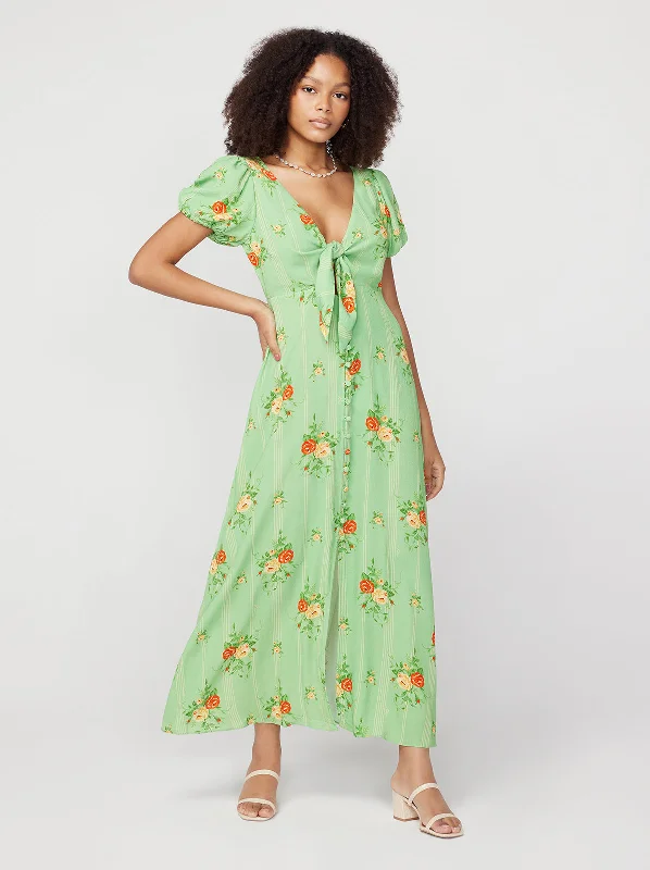 Final Markdown Danita Green Wallpaper Rose Maxi Dress