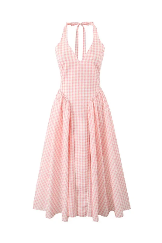 Get It Before It’s Gone Holiday Plaid Bow Halter Sling Midi Dress Women Pleated Swing Backless Beach Get It Before It’s Gone Holiday Plaid Bow Halter Sling Midi Dress Women Pleated Swing Backless Beach