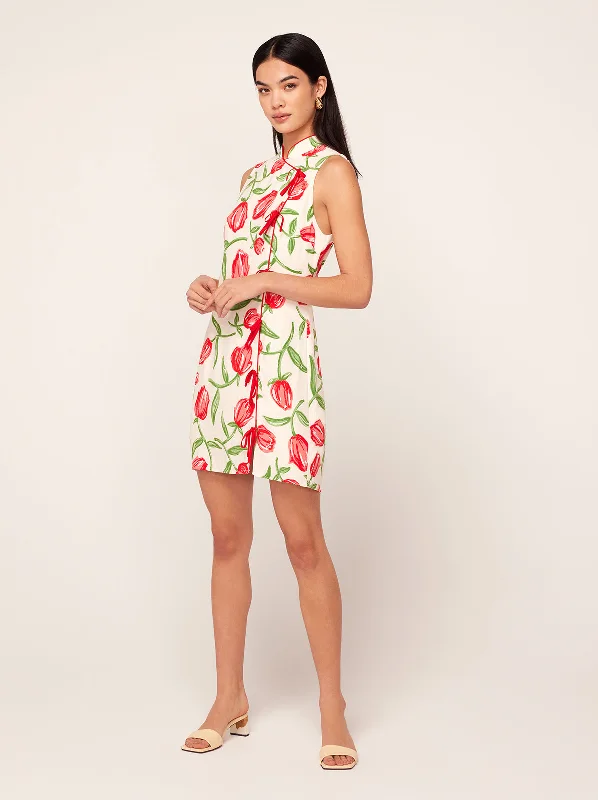 Mega Sale Aubrey Ivory Tulip Print Mini Dress