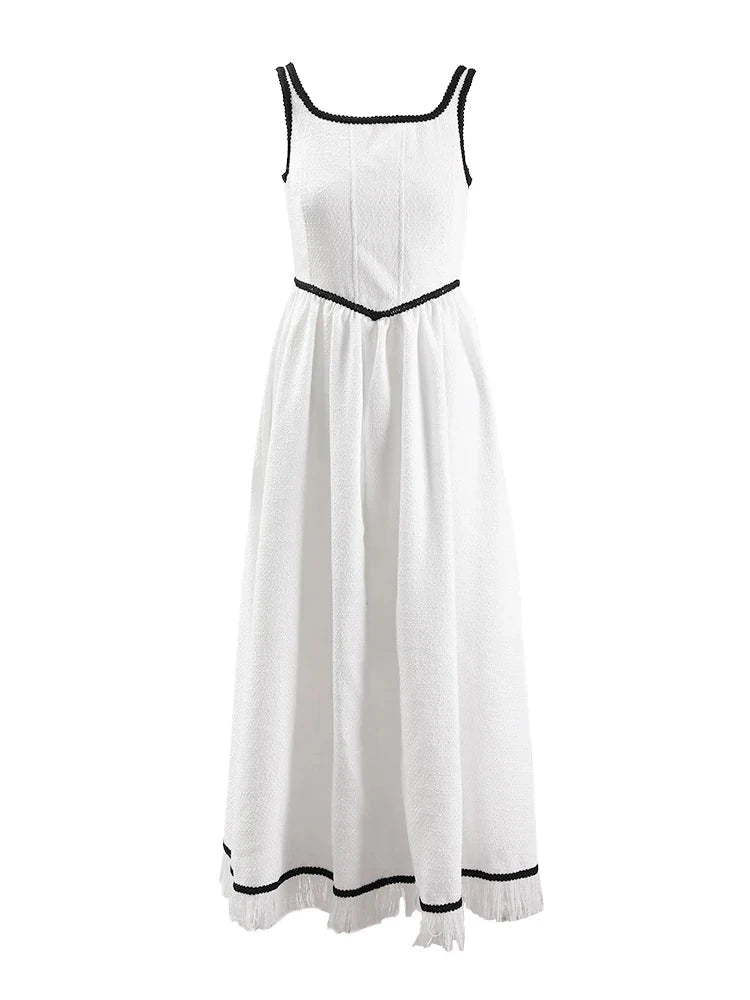 Blowout Deals Women Vest Dress Square Collar Sleeveless Backless Contrast Tassel Zipper Dresses Summer Blowout Deals Women Vest Dress Square Collar Sleeveless Backless Contrast Tassel Zipper Dresses Summer