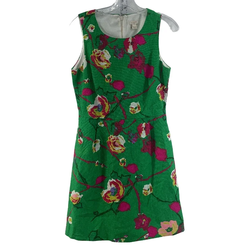 Big Discounts J.Crew Green Women's Floral A-Line Dress Size 2 Cotton Short Preowned