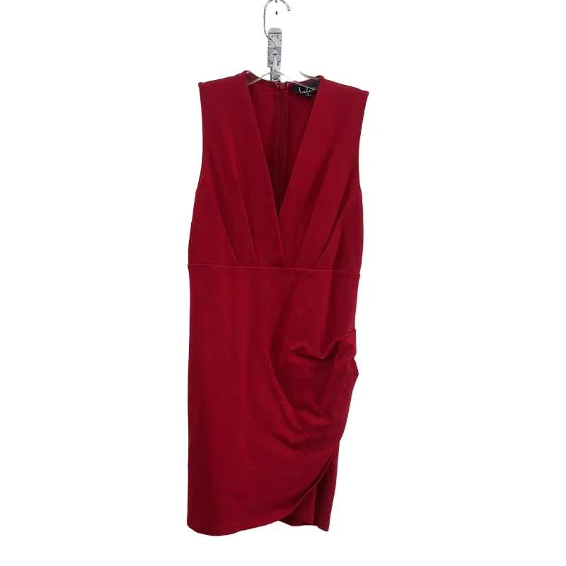 Don’t Miss Out Lulu's Red Wrap Midi Dress Womens Blouson Rayon Medium Preowned