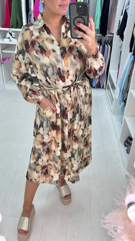 Major Savings Nadine Abstract Flower Shirt Dress