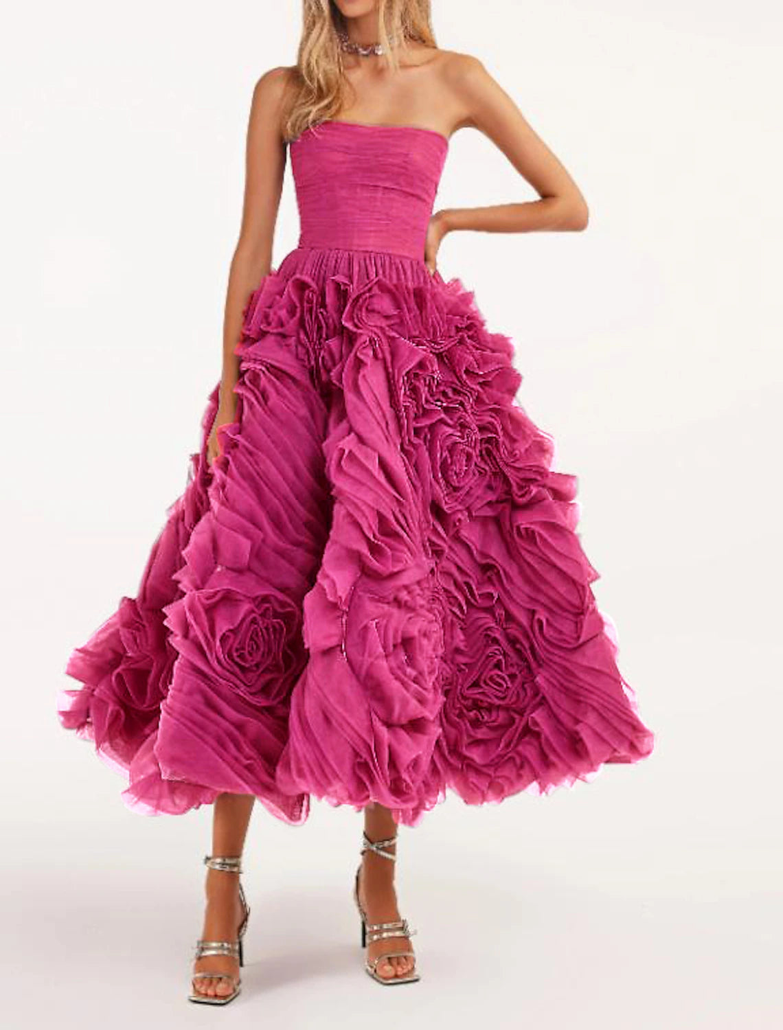 Sneak Peek Sale A-Line Prom Dresses Floral Dress Wedding Guest Quinceanera Ankle Length Sleeveless Strapless Tulle Backless with Ruched Sneak Peek Sale A-Line Prom Dresses Floral Dress Wedding Guest Quinceanera Ankle Length Sleeveless Strapless Tulle Backless with Ruched