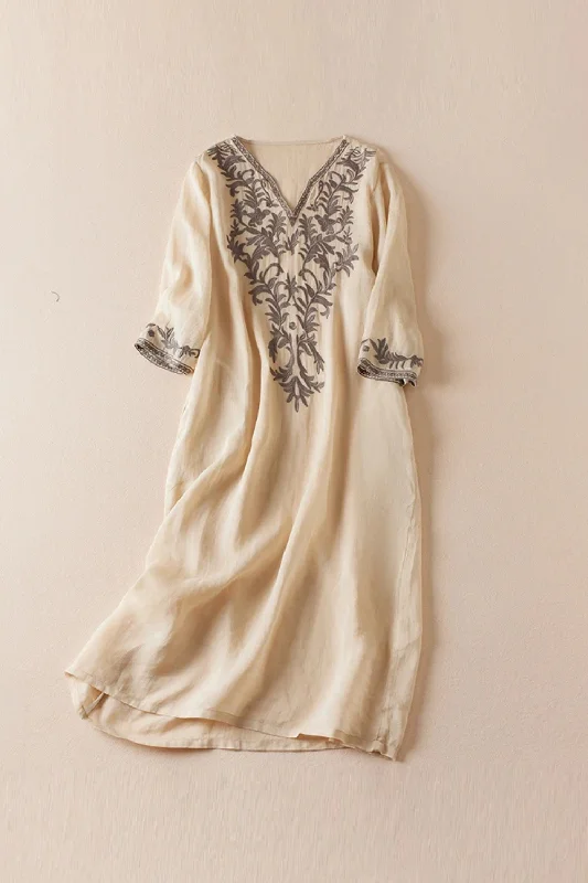 Buy Now Women Dresses Loose V-neck Clothing Short Sleeve Summer Embroidery Empire Dress Buy Now Women Dresses Loose V-neck Clothing Short Sleeve Summer Embroidery Empire Dress